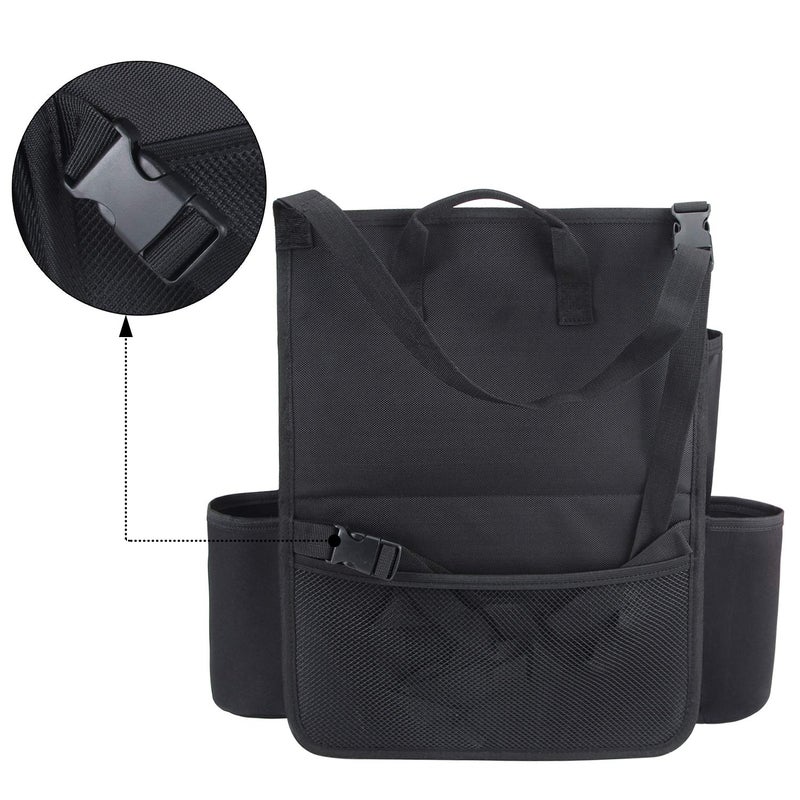 LUXJA Car Front Seat Organizer with Laptop and Tablet Storage Pockets, Car Seat Organizer with Back Adjustable Straps, Black - Image 4
